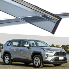 Дефлекторы окон (Ветровики) с хромом на скотче Toyota Rav4 2019 2020 2021 2022 2023 Havoc