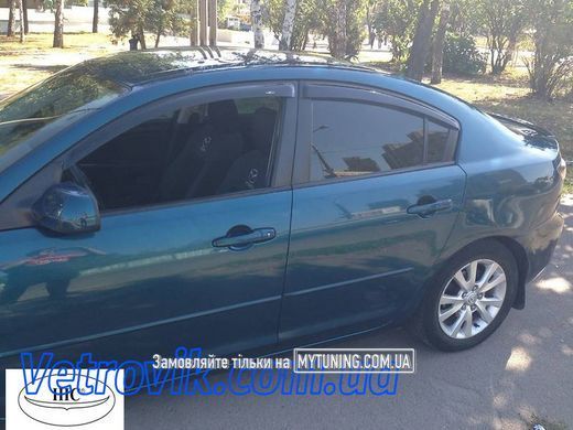 Дефлекторы Hic накладные Mazda 3 2003-2009 Sedan | Ветровики на скотче HIC MA09-IJ
