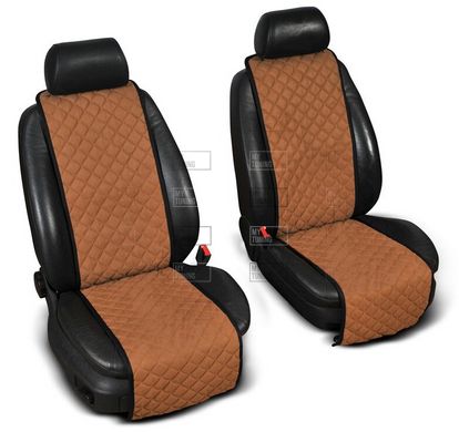 Накидки на сиденье "Эко-замша" узкие (1+1) без лого, цвет светло-коричневый