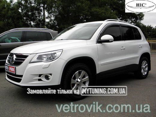 Дефлектори Hic накладні Volkswagen Tiguan 2007-2016 | Ветровики на скотчі HIC з хром молдингом VW26-M