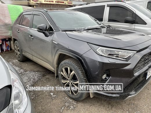 Дефлектори Hic накладні Toyota RAV-4 2019+ | Вітровики на скотчі з хром молдингом HIC T172-M
