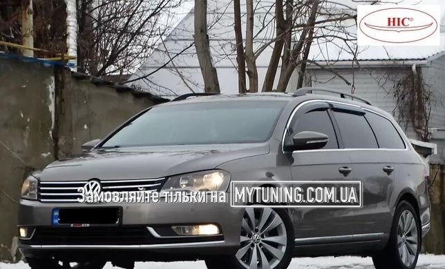 Дефлектори Hic накладні Volkswagen Passat B6 універсал 2005-2010 | Вітровики на скотчі HIC з хром молдингом VW25-M