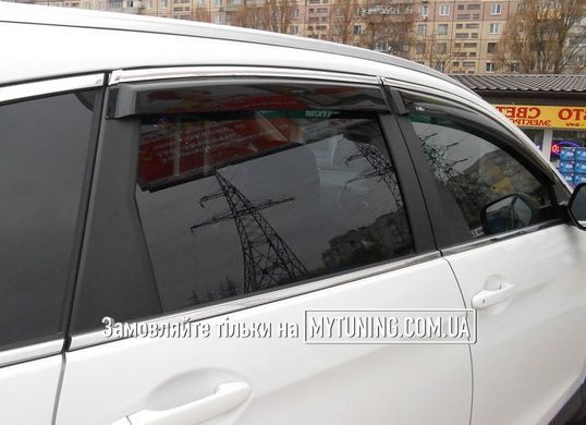 Дефлектори Hic накладні Kia Sportage з 2015+ | Вітровики на скотчі з хром молдингом HIC K44-M