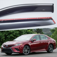 Дефлектори Hic накладні Toyota Camry V70 2017+ | Вітровики на скотчі з хром молдингом HIC T162-IJ