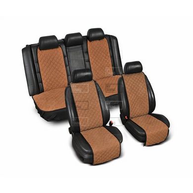 Накидки на сиденье "Эко-замша" узкие (комплект) без лого, цвет светло-коричневый