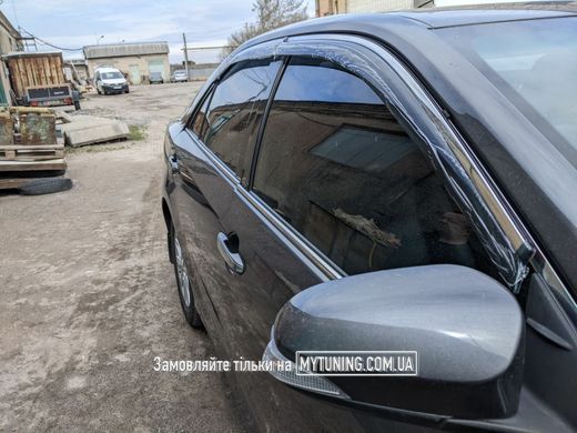 Ветровики с хромом на скотче Toyota Camry 50/55 2012-2017 Европа Havoc
