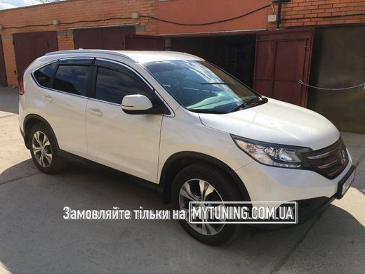 Дефлектори Hic накладні Honda CR-V 2012-2017 | Вітровики на скотчі з хром молдингом HIC HO62-IJ