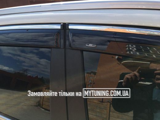 Дефлектори Hic накладні Honda CR-V 2012-2017 | Вітровики на скотчі з хром молдингом HIC HO62-IJ