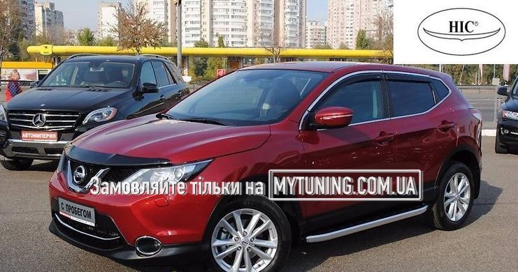 Дефлектори Hic накладні Nissan Qashqai 2014-2020 | Вітровики на скотчі з хром молдингом HIC NI84-IJ