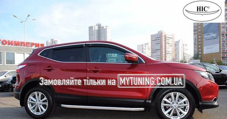 Дефлектори Hic накладні Nissan Qashqai 2014-2020 | Вітровики на скотчі з хром молдингом HIC NI84-IJ