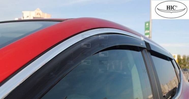 Дефлектори Hic накладні Nissan Qashqai 2014-2020 | Вітровики на скотчі з хром молдингом HIC NI84-IJ