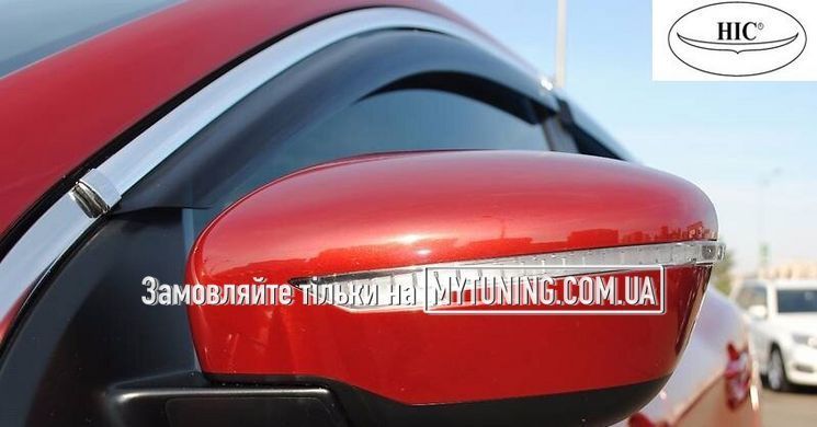 Дефлектори Hic накладні Nissan Qashqai 2014-2020 | Вітровики на скотчі з хром молдингом HIC NI84-IJ