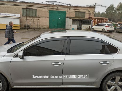 Ветровики с хромом на скотче Volkswagen Passat B7/B8 USA 2011-2018 Havoc