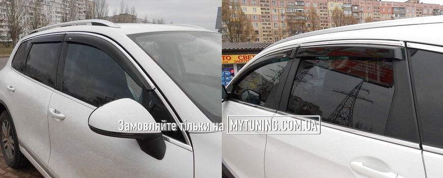 Дефлектори Hic накладні Nissan X-Trail/Rogue 2014-2020 | Вітровики на скотчі HIC з хром молдингом NI85-IJ