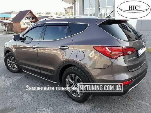 Дефлектори Hic накладні Hyundai Santa Fe 2012-2018 7 місць | Вітровики на скотчі з хром молдингом HIC HY45-M
