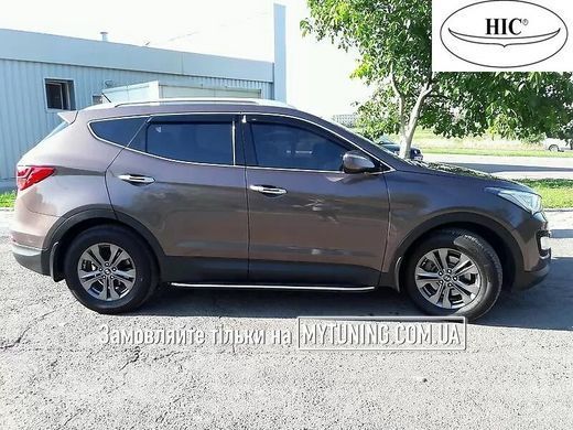 Дефлектори Hic накладні Hyundai Santa Fe 2012-2018 7 місць | Вітровики на скотчі з хром молдингом HIC HY45-M