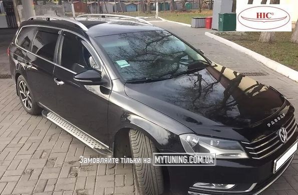 Дефлекторы Hic накладные Volkswagen Passat B7 універсал 2010-2015 | Ветровики на скотче HIC с хром молдингом VW25-M_1