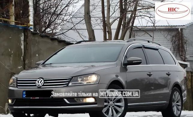 Дефлекторы Hic накладные Volkswagen Passat B7 універсал 2010-2015 | Ветровики на скотче HIC с хром молдингом VW25-M_1