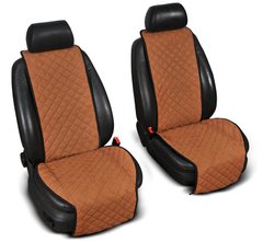 Накидки на сиденье "Эко-замша" широкие (1+1) без лого, цвет светло-коричневый