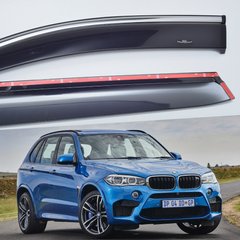 Дефлектори Hic накладні BMW X5 F15 2013-2018 | Вітровики на скотчі з хром молдингом HIC BM35-M