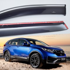 Дефлектори Hic накладні Honda CR-V 2017+ | Вітровики на скотчі з хром молдингом HIC Ho86-IJ