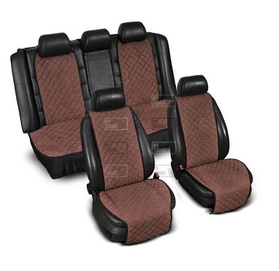 Накидки на сиденье "Эко-замша" широкие (комплект) без лого, цвет коричневый