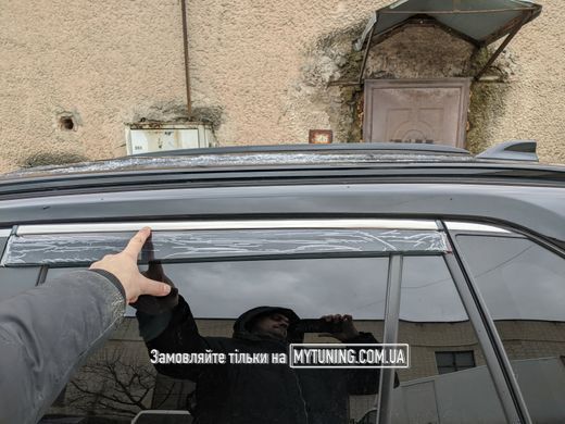 Дефлекторы окон (Ветровики) с хромом на скотче Toyota Rav4 2019 2020 2021 2022 2023 Havoc