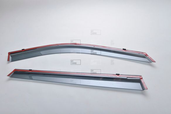 Дефлектори вікон (Вітровики) з хромом на скотчі Toyota Rav4 2019 2020 2021 2022 2023 Havoc