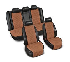 Накидки на сиденье "Эко-замша" широкие (комплект) без лого, цвет светло-коричневый