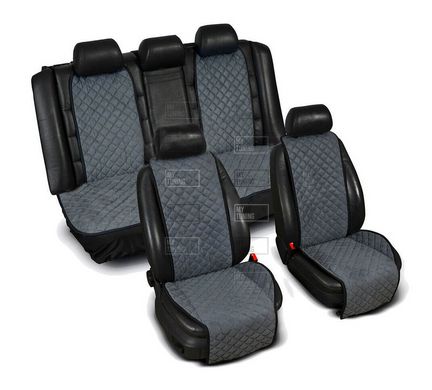 Накидки на сиденье "Эко-замша" широкие (комплект) без лого, цвет серый
