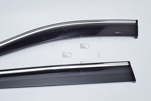 Дефлекторы Hic накладные Ford Mondeo/Fusion (USA) 2014+ Sedan | Ветровики на скотче с хром молдингом HIC FO98-M