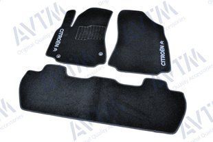 Коврики в салон ворсовые AVTM для Citroen Berlingo (2008-) /Чёрные